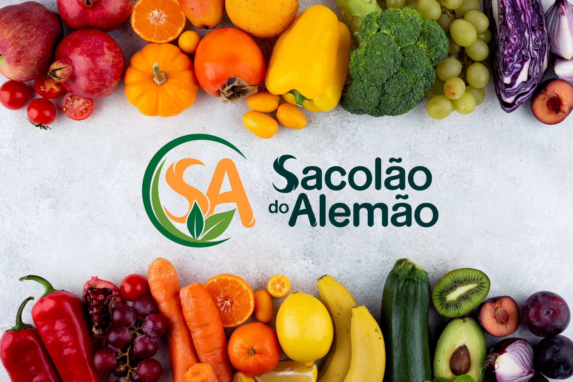 Banner Sacolão do Alemão — frutas frescas, verduras e pães artesanais